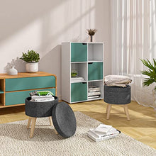 WOLTU SH08dgr Pouf Contenitore Sgabello Basso Sedia Rotonda Poggiapiedi Gambe in Legno Grigio Scuro