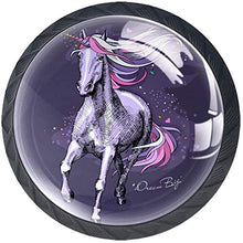 Magical Violet Unicorn Pomelli per Porta Set di 4 Pomelli per Mobili Manopole per Cassetti Cucina Armadio Vetro