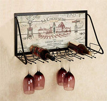 Wine Rack, Wine Rack 6 bottiglie di vino Rack Iron Art Wall Hanging mensola del supporto Calice Soggiorno Display Stand Rack WTZ012