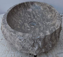 Marblechic - Lavandino in Marmo Grigio maculato Ovale cm 62x41x14 lavabo Stone bucciardato