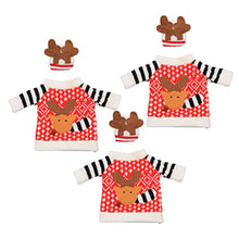LIOOBO Sacchetto di Copertura per Bottiglia di Natale 3 Pezzi Carino Copricapo di Maglioni di Vino Lavorato a Maglia Renna con Cappello per brutti Decorazioni per Feste di Natale