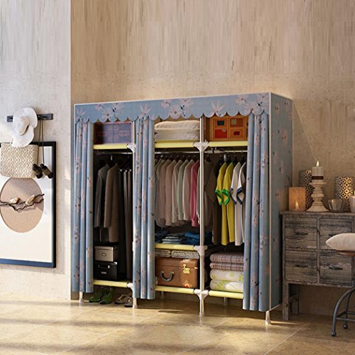 LyMei Armadio Portatile Armadio Storage Armadio Doppio Armadio Armadio in Acciaio Armadio Guardaroba, 130 * 45 * 170 cm,B