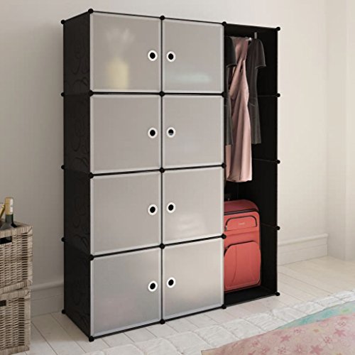 Shengtaieushop modulare Armadio 9 Scomparti Panno Bianco e Nero 37 x 115 x 150 cm