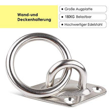 XZANTE 80mmx50mm Gancio di Montaggio per Parete O Soffitto con Anello Tondo in Acciaio Inox - Staffa/Attacco per Imbragatura, Amaca, Aerial Yoga, Tendalino