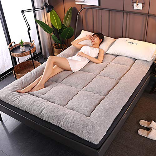 YXXCD Tatami Materasso Materasso Letto Futon, Thick Lambswool Materasso Terra Mantieni Caldo Morbido Tappetino Giapponese Camera da Letto Dormitorio-Grigio 200x220cm(78x86inch)