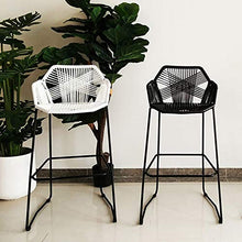 Mano-Tessuto Vimini Rattan Sgabelli da Bar,Patio Tempo Libero Sedia per La Colazione con Gambe in Metallo,Sedia da Cucina Sgabelli Alti con Footrest & Backrest per Bistro caffè