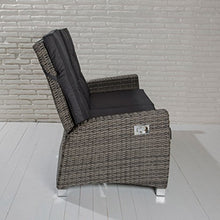 Divano da giardino a 2 posti, modello Barcelona, grigio, in polyrattan