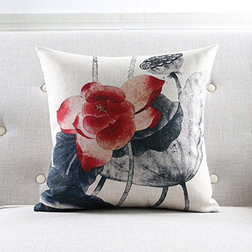 MEILING Stile Classico Cinese Lotus Divano Cuscino Cotone Spesso e Supporto Lino Foglio del Loto Cuscini Decorativi Cuscino Lombare (Dimensioni : 45 Cm)
