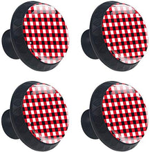 Modello quadrato plaid bianco nero rosso Pomelli per Porta Set di 4 Pomelli per Mobili Manopole per Cassetti Cucina Armadio Vetro
