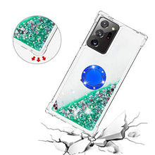 Custodia Samsung Galaxy Note 20 Ultra 4G-5G Squillo della Base del Telefono TPU Brillantini Diamond Liquido Telefono Bumper Case（Amore Verde）