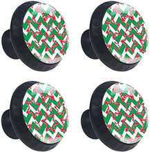 Candy Christmas Star Verde Bianco Zigzag Pomelli per Porta Set di 4 Pomelli per Mobili Manopole per Cassetti Cucina Armadio Vetro