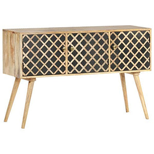 Tidyard Credenza in Legno Massello di Mango con 3 Ante,Credenza per Soggiorno Salotto,Consolle in Legno Massello con Ante 118x35x75 cm