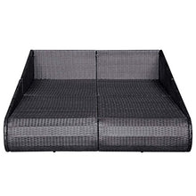 Tidyard Lettino Prendisole Nero 201x139 cm in Polyrattan, Sedie a Sdraio da Giardino, Lettino da Esterno, Lettino Prendisole, 201 x 139 x 58 cm Nero