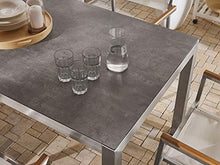 Beliani Set da Giardino Tavolo Simil Cemento 6 Sedie Tessuto Beige 180 x 90 cm GROSSETO
