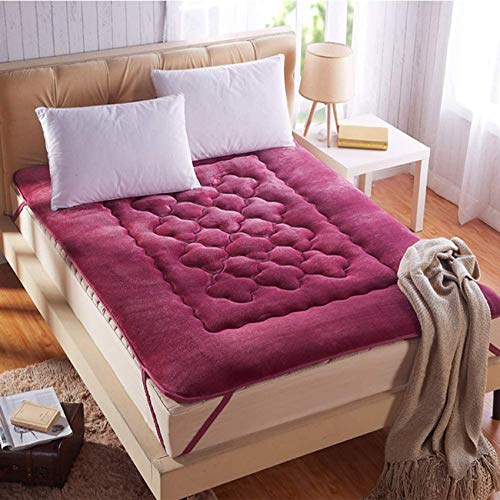 YWYW Materassino Tatami Materasso futon Giapponese da Pavimento Addensato Materasso Pieghevole coprimaterasso Flanella Materasso da Campeggio Portatile-Rosso 180x200cm (71x79 Pollici)