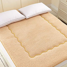 QVIVI Materasso Futon, Pieghevole Agnello Peluche Tinta Unita Antiscivolo Pavimento Materassi Letto futon Addensato Materasso Tatami Beige 1.2 * 2M