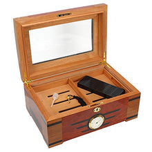 DZSF Cedar Cigar Humidor con umidificatore e igrometro, Grande capacità di Legno Solido Cigar Humidor Serratura incorporata Cigar Box di stoccaggio con Glasstop