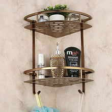 LiuliuBull W Scaffali da Bagno a 2 Livelli Materiale in Ottone Antico con Accappatoio Gancio Bagno Basket Basket Bagno da Parete Mensola angolare
