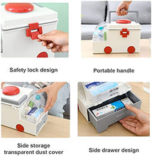 Scatola Porta medicinali Portatile, Scatola medicinali a Forma di Ambulanza, Scatola medicinali per Bambini, con Mini portapillole, Scatola portaoggetti a Strati con cassetto-Gris
