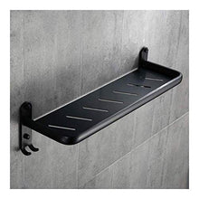 YF-SURINA Mensola portaoggetti per doccia Spazio per mensola doccia in alluminio Mensola portaoggetti per doccia, 6 mm di foratura, con 2 ganci per appendere accessori da bagno Bh8-22