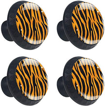 Tiger Skin Pattern Stripes Nero Arancione Pomelli per Porta Set di 4 Pomelli per Mobili Manopole per Cassetti Cucina Armadio Vetro