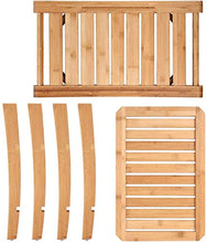 LINGZHIGAN Legno Doccia Sgabello di bambù Bagno Doccia Sede di banco feci con 2-Tier Bagagli Scaffale con 2 Maniglie for Interni ed Esterni Antiscivolo Impermeabile