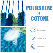 Goplus Sedia Amaca Imbottita in Cotone, Poltrona Sospesa con Bastone in Legno Massello, Poltrona Amaca da Giardino con capacità 120 kg, Perfetta per Salotto, Terrazzino, Soggiorno e Balcone (Blu)