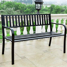 Panca da giardino, sedia da esterno in metallo, seduta per arredo da esterno 3 posti, sedia da terrazza parco, panca da riposo con braccioli e schienale in acciaio, per ingressi, corridoi