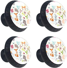 Simpatico cartone animato animale della foresta Pomelli per Porta Set di 4 Pomelli per Mobili Manopole per Cassetti Cucina Armadio Vetro