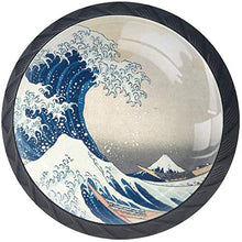 The Great Wave of Kanagawa Pomelli per Porta Set di 4 Pomelli per Mobili Manopole per Cassetti Cucina Armadio Vetro