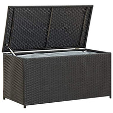 OUSEE Baule da Giardino in Polyrattan 116x60x60 cm Nero