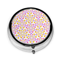 Mandala, contenitore rotondo per pillole a forma di cuore, con 3 scomparti, in metallo, per medicina e vitamine, per viaggi all'aperto