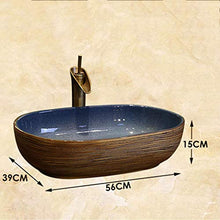 WEHOLY Lavabo in Resina Lavabo da Incasso retrò Ovale in Pietra Naturale Lavabo Jingdezhen Ceramic Hotel Lavabo antispruzzo