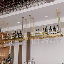 LJXX Portabottiglie Moderno da Bar, Portabottiglie da Vino Sospeso, Portabicchieri da Vino a Soffitto, Vetrina in Vetro in Ferro Battuto, Che può Ospitare più Bottiglie di Vino E Bicchieri da Vino