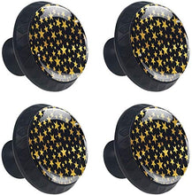 Motivo a stelle dorate nero Pomelli per Porta Set di 4 Pomelli per Mobili Manopole per Cassetti Cucina Armadio Vetro