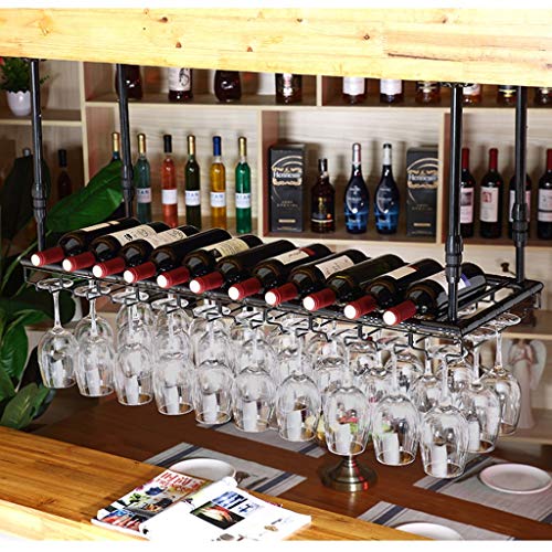 ZRCWW Bar Galleggiante Wine Rack Regolabile a soffitto Supporto di Vetro Vino, Vino Calice Rack Kitchen Bar contatore Hanging Calici Goblet Rack Decoration Shelf