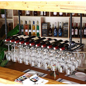 ZRCWW Bar Galleggiante Wine Rack Regolabile a soffitto Supporto di Vetro Vino, Vino Calice Rack Kitchen Bar contatore Hanging Calici Goblet Rack Decoration Shelf