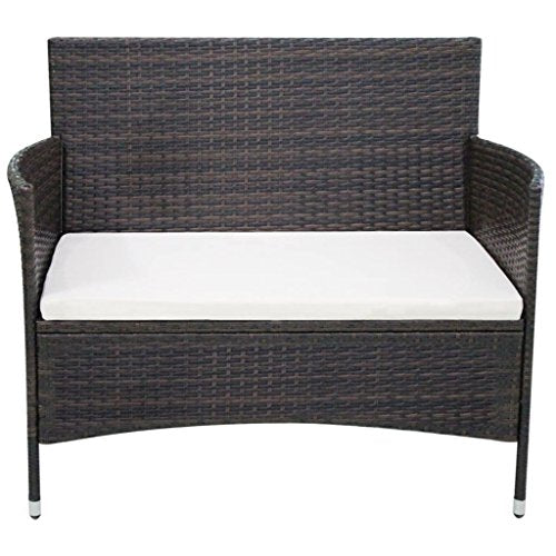 Tidyard Panchina da Giardino 106 cm in Polyrattan Marrone,Fodere dei Cuscini Rimovibili e Lavabili