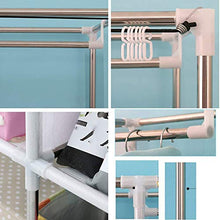 jooe Grande Armadio in Tela di Stoccaggio Vestiti Appesi Scaffali in Metallo Assemblaggio Portatile Camera da Letto Casa in Affitto,B