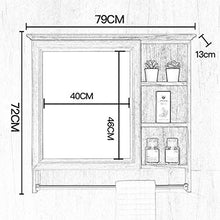 RXDP Armadietto a specchio da bagno, specchio da trucco rettangolare a parete, con armadio portasciugamani, 5 vani portaoggetti/B / 79CM / 1