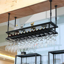 Portavini Portabottiglie Da Appendere Con Portabicchieri E Ripiano, Portabottiglie Da Vino Regolabile In Metallo A Soffitto, Portabottiglie Industriale A 2 Strati Per Vino E Bicchieri ( Size : 120cm )