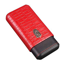 FxsD Cigar Box, Cuoio Sintetico Cucito Portatile Cigar Humidor, Cigar Box Foderato di Legno di Cedro, può ospitare 3 sigari, 3 Colori ## (Color : Red)