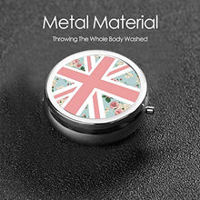 Contenitore rotondo per pillole con bandiera inglese di rose Union Jack a 3 scomparti, in metallo, per medicina e vitamina