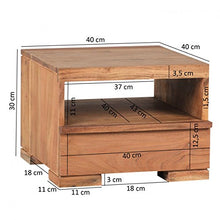FineBuy Comodino Letto Legno Massello Acacia 40x30x40cm Stile Moderno | Consolle Notturna con cassetto | Comodino da Notte