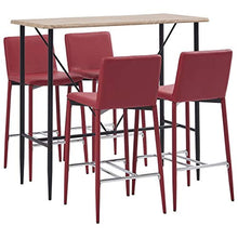 UnfadeMemory Set da Bar Set di mobili per Cucina, Mobili da Bar Tavolo 5 pz in Similpelle Rosso Vino