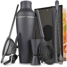 Wenzhihua Set di Miscelazione per Cocktail Set di Cocktail, Set di Cocktail, Set di Cocktail in Acciaio Inox Nero Opaco 11 Pezzi Parigino, Strumento BarStrumento A Barre
