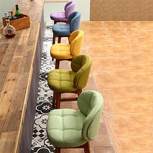 ZCY Mobili Soggiorno Sgabelli Sgabelli da Bar in Legno di faggio Sedia con Schienale e poggiapiedi ergonomici | Sedie da Pranzo con Cuscino in Tessuto di Lino per Pub/Cucina Sgabelli