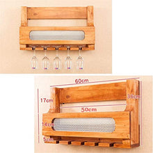 Classico Multifunzione Vino mensola montaggio a parete di legno di pino bottiglia di vino |Rack Glass |Mensola Holder Vino stand |Titolare Calice Hanging 5 Wine Glass ripiano for ristoranti, 60x36cm q