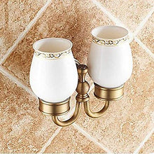 JKCKHA Northern Europe. Bella Retro Creativo a Forma di A Copper Ceramica d'oro Bianco Bagno Hotel Spazzolino Supporto Multifunzionale Estraibile