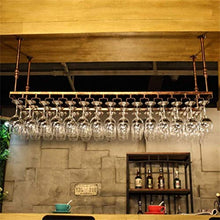KDMB Porta Bicchieri, portabottiglie da Vino sospeso a soffitto Portabottiglie in Metallo per Bicchieri da Vino Marrone, Dimensioni: L90 * L35cm